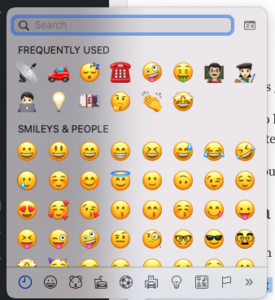 screenshot of Apple emoji menu